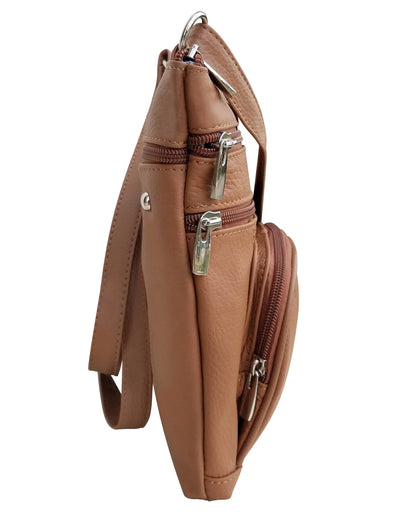 Genuine cowhide leather crossbody with phone pocket