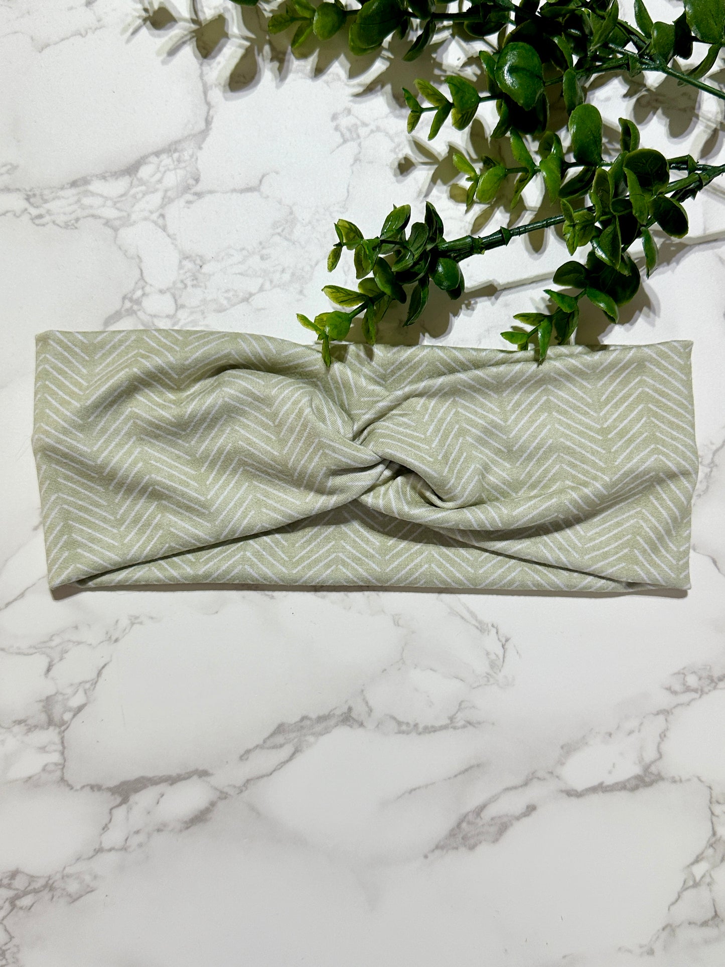 Light Sage Arrows Twist Headband