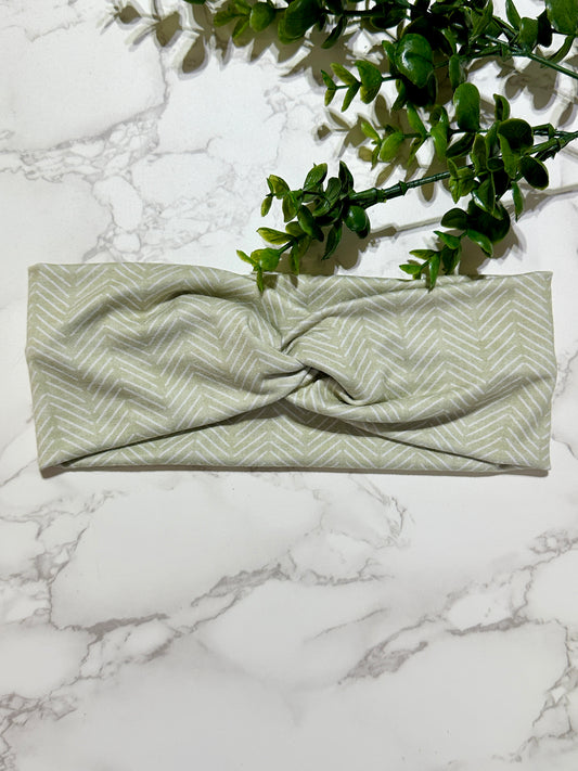 Light Sage Arrows Twist Headband